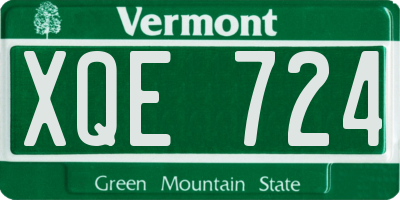 VT license plate XQE724