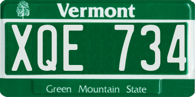 VT license plate XQE734