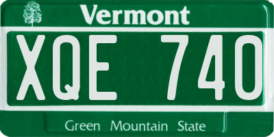 VT license plate XQE740