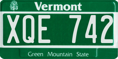 VT license plate XQE742