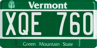 VT license plate XQE760