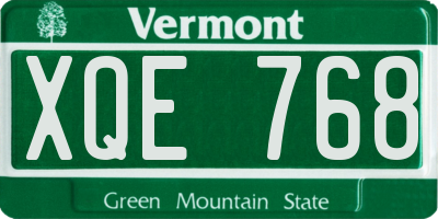 VT license plate XQE768