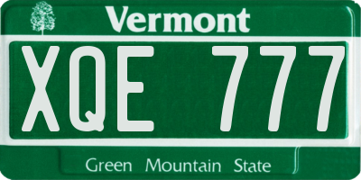 VT license plate XQE777