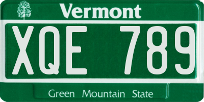 VT license plate XQE789