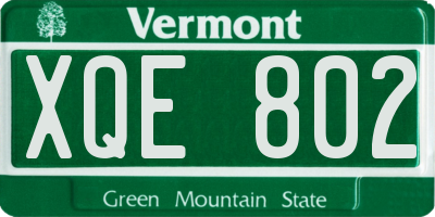 VT license plate XQE802