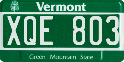 VT license plate XQE803