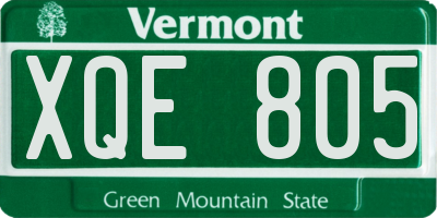 VT license plate XQE805