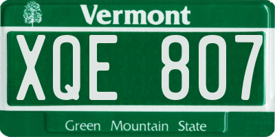 VT license plate XQE807