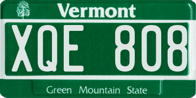 VT license plate XQE808