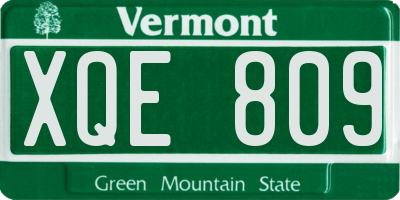 VT license plate XQE809
