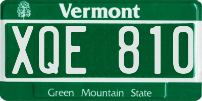 VT license plate XQE810