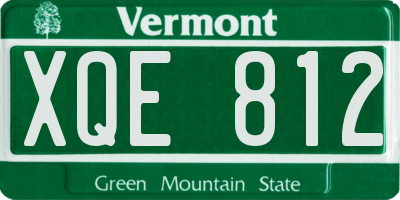 VT license plate XQE812