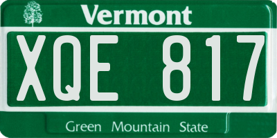 VT license plate XQE817