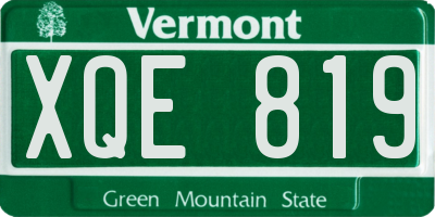 VT license plate XQE819