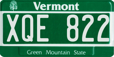 VT license plate XQE822
