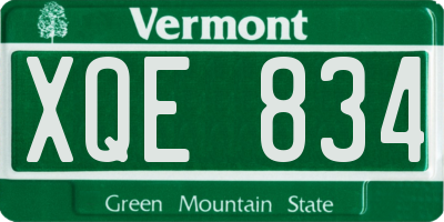 VT license plate XQE834