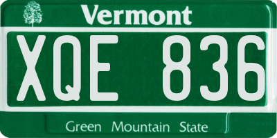 VT license plate XQE836