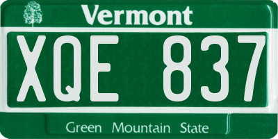 VT license plate XQE837