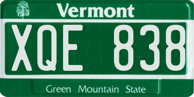 VT license plate XQE838