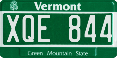 VT license plate XQE844