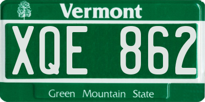 VT license plate XQE862