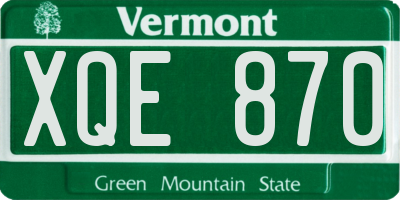 VT license plate XQE870