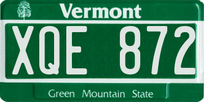 VT license plate XQE872
