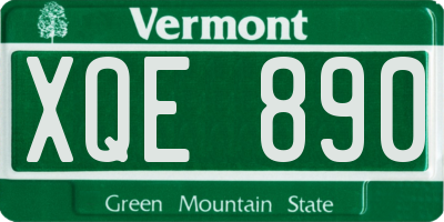 VT license plate XQE890