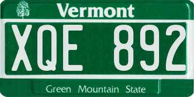 VT license plate XQE892