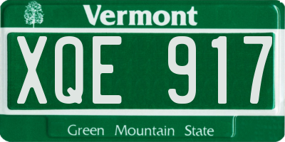 VT license plate XQE917