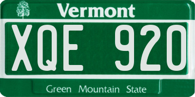 VT license plate XQE920
