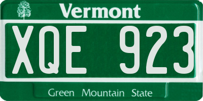 VT license plate XQE923
