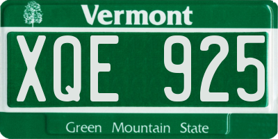 VT license plate XQE925