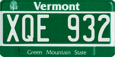 VT license plate XQE932
