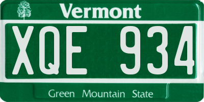 VT license plate XQE934
