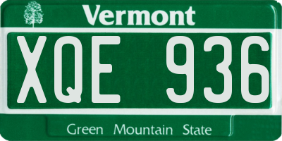 VT license plate XQE936