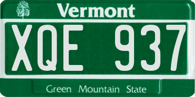 VT license plate XQE937