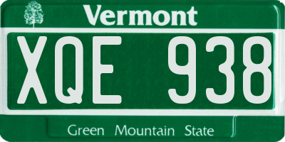 VT license plate XQE938