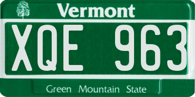 VT license plate XQE963
