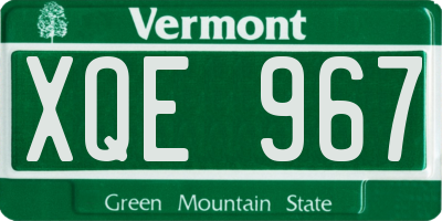 VT license plate XQE967