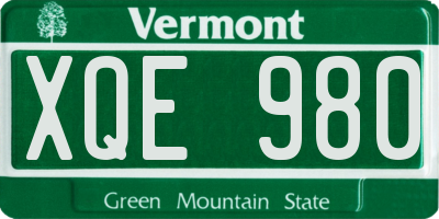 VT license plate XQE980