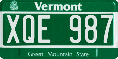 VT license plate XQE987