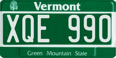 VT license plate XQE990