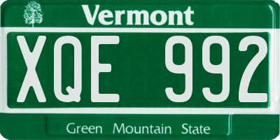 VT license plate XQE992