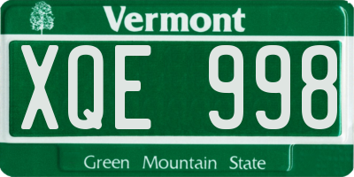 VT license plate XQE998