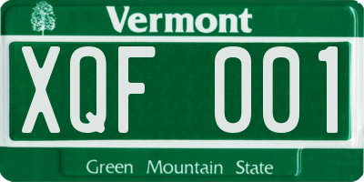 VT license plate XQF001