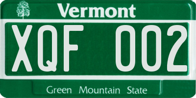 VT license plate XQF002