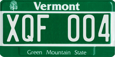 VT license plate XQF004