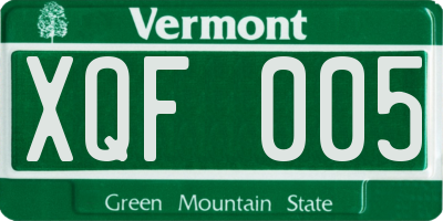 VT license plate XQF005