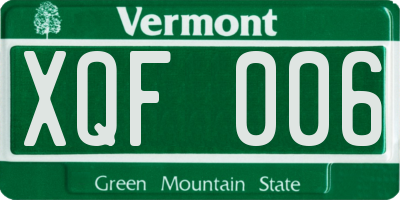 VT license plate XQF006